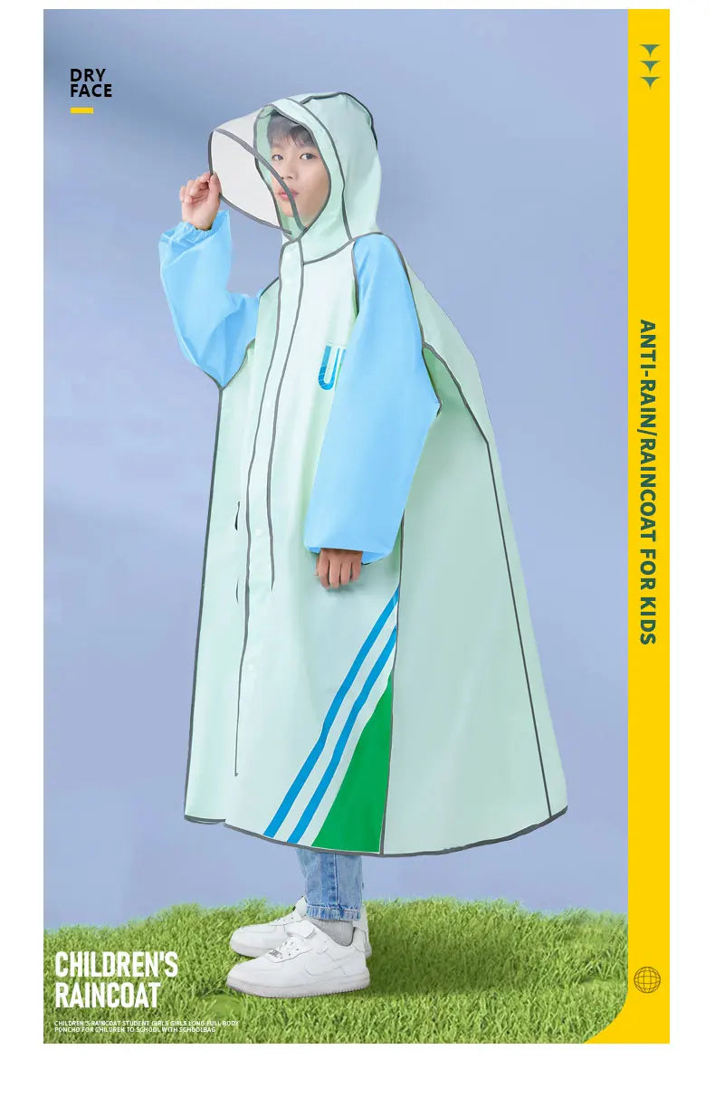 High Quality Lightweight EVA Raincoats Waterproof Windproof Hood Boys Girls Outdoor Hiking School Children Camping