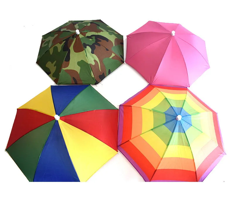 Mini Umbrellas for the Rain Umbrella Hat Outdoor Head Wearing Colorful Travel Secondary image