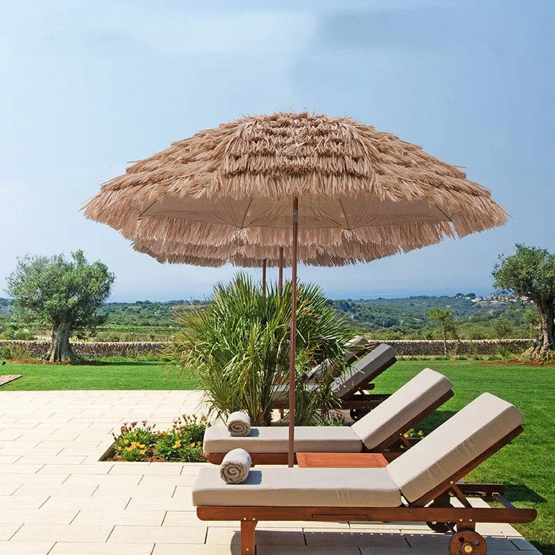 Bohemia Style Beach Umbrella 9 Feet Outdoor Beach Hawaii Tiki Grass Sun Umbrella Parasol