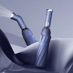 Adults' Windproof Compact LED Folding Umbrella 10k Pongee Panels UV Protection 190t Material Swivel Handle Customizable Logo