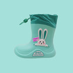 Unisex EVA Rain Boots Lovely Cartoon Design Lightweight High-Style Mid-Calf Shoes Non-Slip Cute Insole Cotton Lining Camping