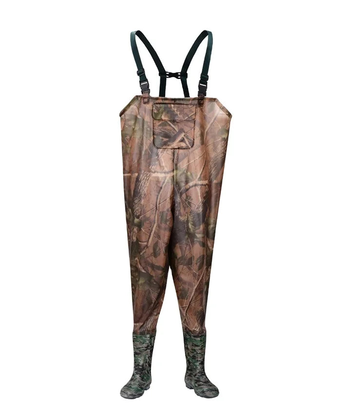 Adult PVC Fisherman Fishing Waders With Boots XXXL Size Plastic Rain Jacket for Hiking Includes Waist Jip Waders Main image