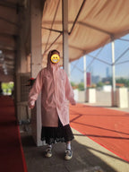 South Korea Fashion Trench Coat Custom Long Pink Waterproof Rain Poncho Breathable Lightweight Design High Windbreak Travel