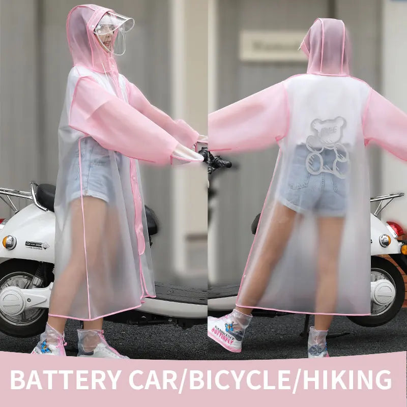 Hot Sale! Custom Designed Double Brim EVA Raincoat Hooded Waterproof Motorcycle Bike Poncho Rainy Work Outdoor Featuring Logo Secondary image