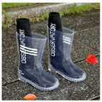 Children's Waterproof PVC Transparent Rain Boots Non-Slip Fashion Water Shoes for Primary School Boys Big Kids