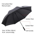 Factory 25 27 30 32 Inch Carbon Fiber Golf Umbrella Super Light Windproof & UV-proof Manual Folding for Adults