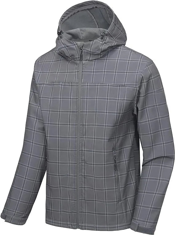 Mens XXL Softshell Jacket Fleece Lined Water Repellent With Removable Hood for Rainy Day Hiking Waterproof Polyester Raincoat