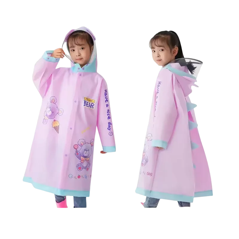 High Quality Eva Children's  Cartoon Waterproof Raincoat  Poncho Student Rainwear Outdoor Schoolbag for Kids Girls Wholesale