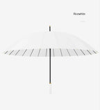 23-Inch 24K Japan Design Straight Umbrella Leather Handle Windproof Rain Customizable Logo Fabric Material Promotional Features