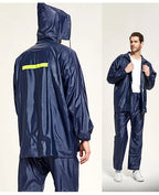 PVC Split Reusable Rain Coat With Pants Waterproof Fishing Rain Gear Motorcycle Suit Logo Decorated for Hiking With One Pocket