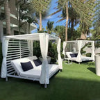 Luxury Outdoor Furniture Modern Style Teak Rattan Daybed Sun Lounger Aluminum Frame for Beach Garden Hotels Parks Villas