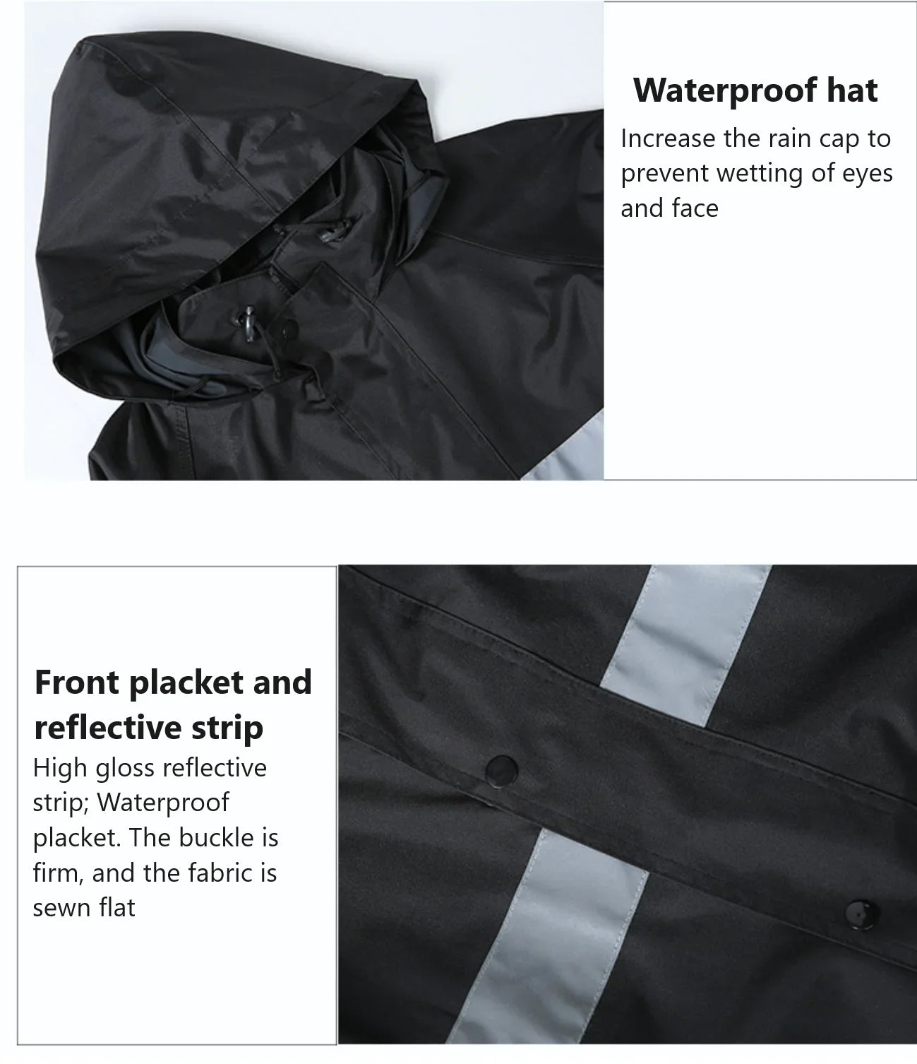 Black Double-layer Polyester Pongee Textile Full Body Rainstorm Proof Takeaway Duty Fishing Cycling Split Raincoat Suit
