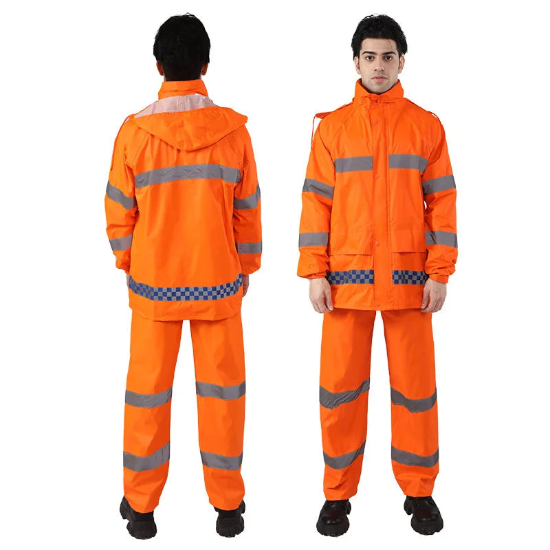 Whole Sale Factory Price Rain Suit Rainproof  Raincoat Set With Pants Waterproof Custom Rain Coat With Reflection Tapes