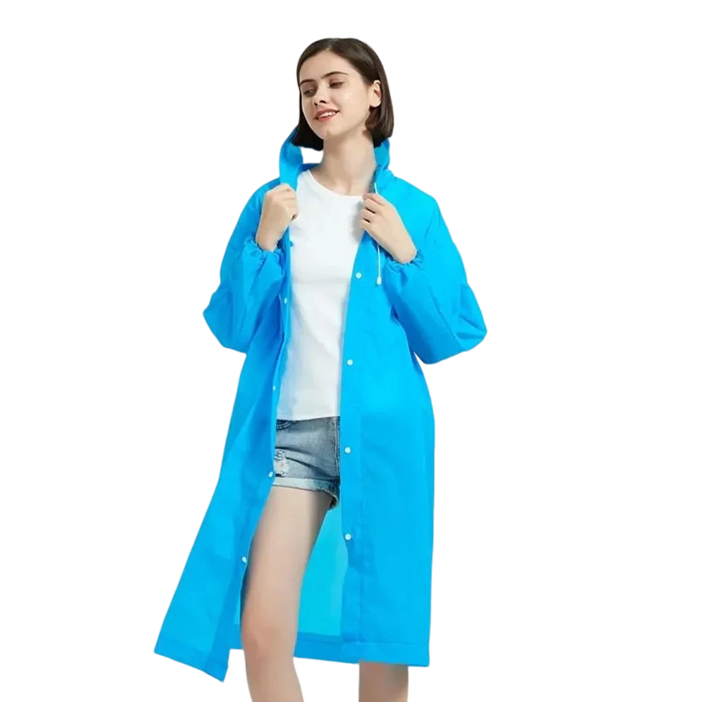 Portable Adult Travel EVA Raincoat Waterproof Long Full-Body Poncho Outdoor Thickened Non-Disposable One Pocket Rainwear Rainy