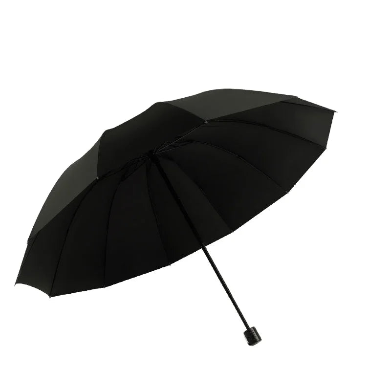 Black Manual Open Folding Umbrella With UV Coating Windproof Waterproof Summer Paraplui Payung Sombrillas Paraguas Outdoor Use Main image