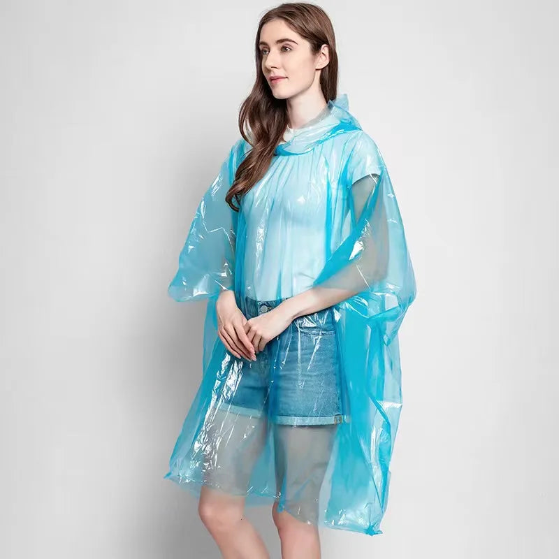 Custom Portable Clear Plastic Poncho for Adults Rain Jacket With Hoods Sleeves for Women Men for Hiking New Condition Made EVA