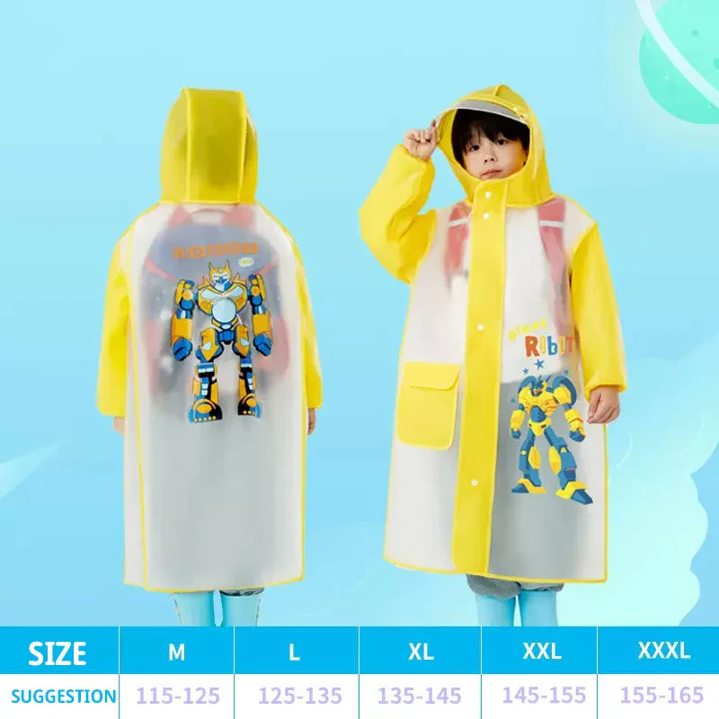 Factory  High Quality Thickened EVA Waterproof Kids Poncho Cartoon Rain Coat for School Children