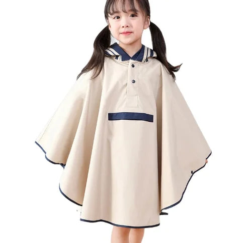 Children's Raincoat, Boys and Girls, With Backpack Space, Long Children's Fashionable Cape and Poncho Main image