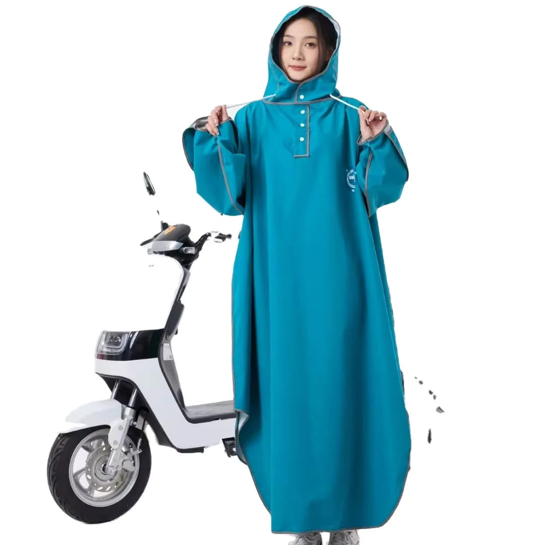 Modern Design Adult Boys and Girls  EVA Long Raincoat Backpack Waterproof Windproof for Outdoor Touring Travel Electric Bicycle Main image