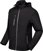 Mens XXL Softshell Jacket Fleece Lined Water Repellent With Removable Hood for Rainy Day Hiking Waterproof Polyester Raincoat