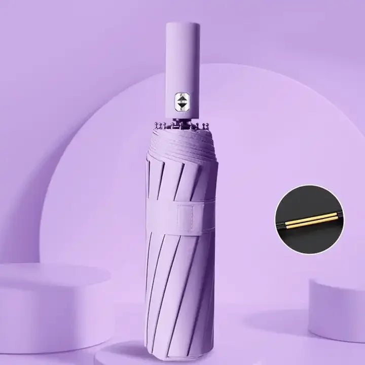 Compact Travel Folding Umbrella Windproof Rainproof Auto Open/Close Anti-UV Plastic Handle Manual Control Pongee Big Travel