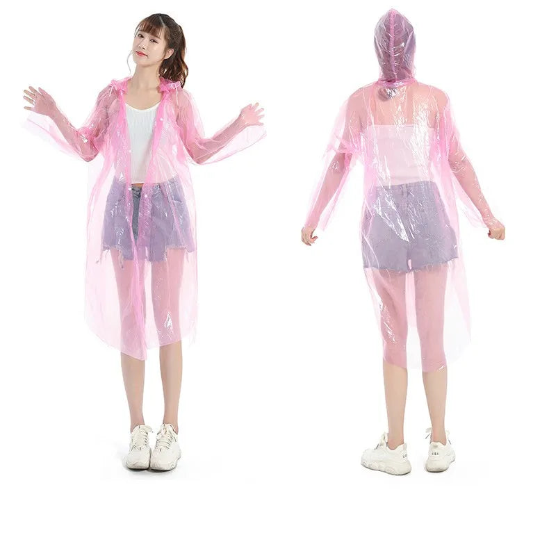 Hot Sale Disposable PE Rain Poncho Emergency Waterproof Raincoat With Drawing String and Snap Button Design for Hiking Main image