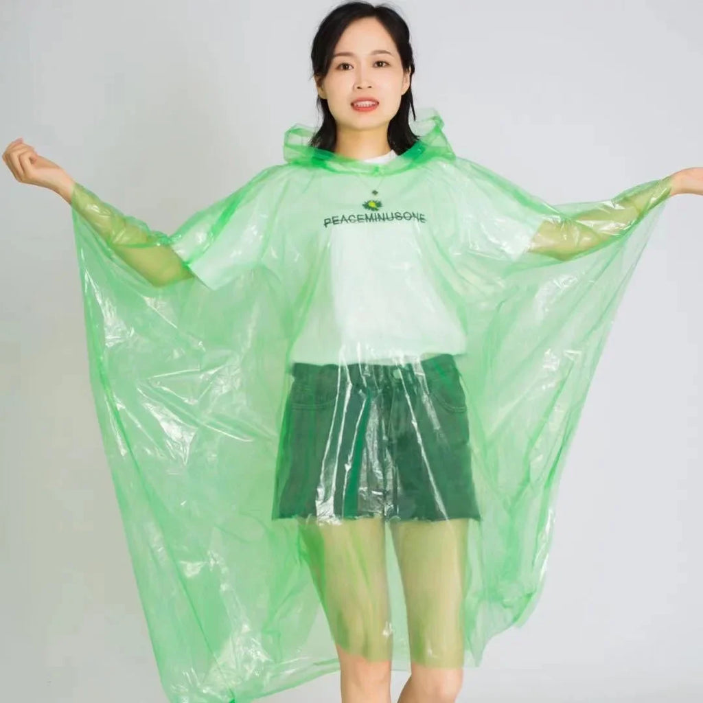 Custom Portable Clear Plastic Poncho for Adults Rain Jacket With Hoods Sleeves for Women Men for Hiking New Condition Made EVA