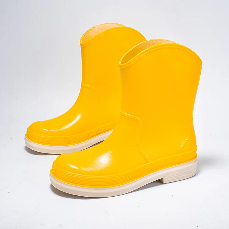 Fashionable Unisex Rain Boots Mid-Calf PVC Waterproof Cover Anti-Slip Light Weight Rubber Insole Reusable Rain Gear Outdoor Use