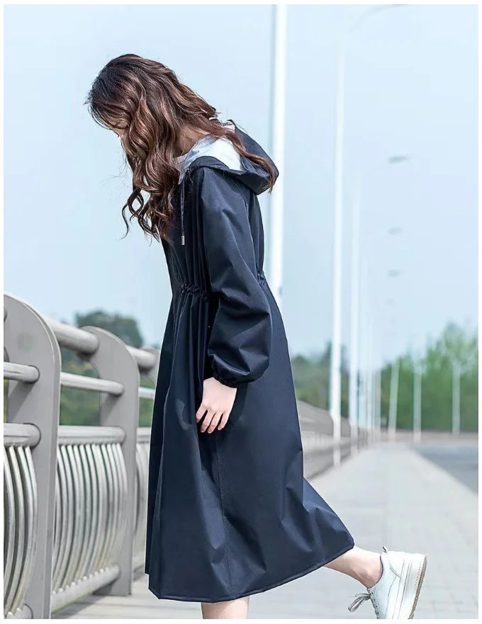 Fashionable Customizable Polyester Raincoat for Adults Waterproof Clothing With Logo Long Rain Poncho Hiking Outdoor Activities