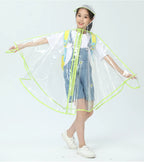 High Quality EVA Transparent Kids Raincoat Waterproof School Baby Cape With Zipper Back to School Travel Gear-Size XL