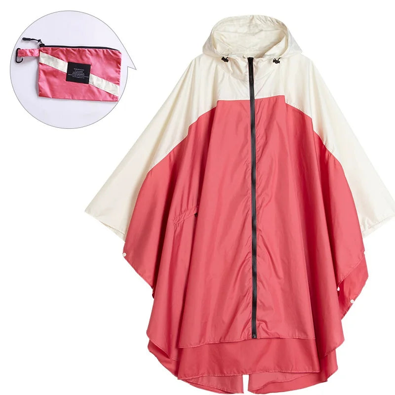 Hot Sale Fashionable Adult Rain Poncho Custom Waterproof Windproof Pongee Raincoat Reflective Hood One Fits Boys Girls Work
