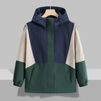 Men's Lightweight Waterproof Zippered Hooded Bomber Jacket with Heart Pattern Fall Streetwear Windbreaker