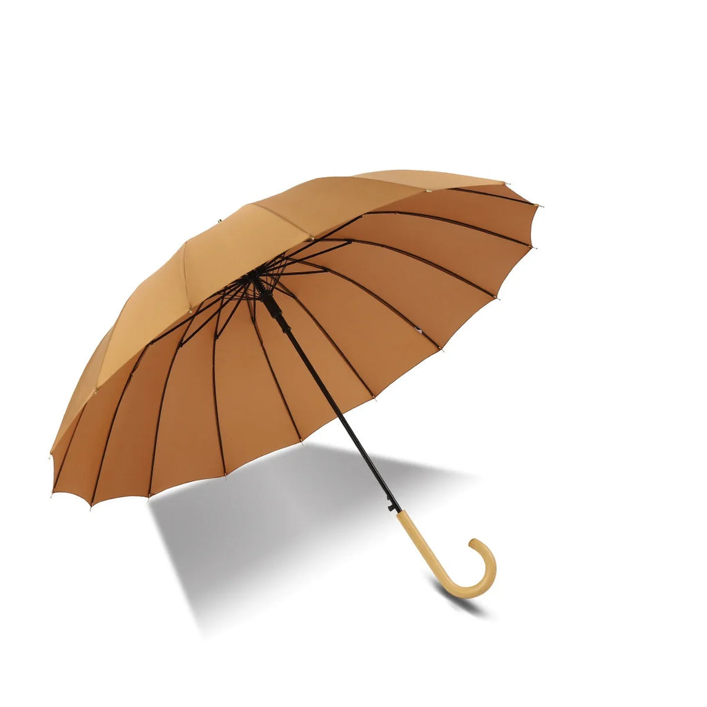 Luxury 23-Inch Oversize Business Umbrella 16K Ribs Japan Style Fashion Wood Handle New Fabric Promotional Advertising Umbrella