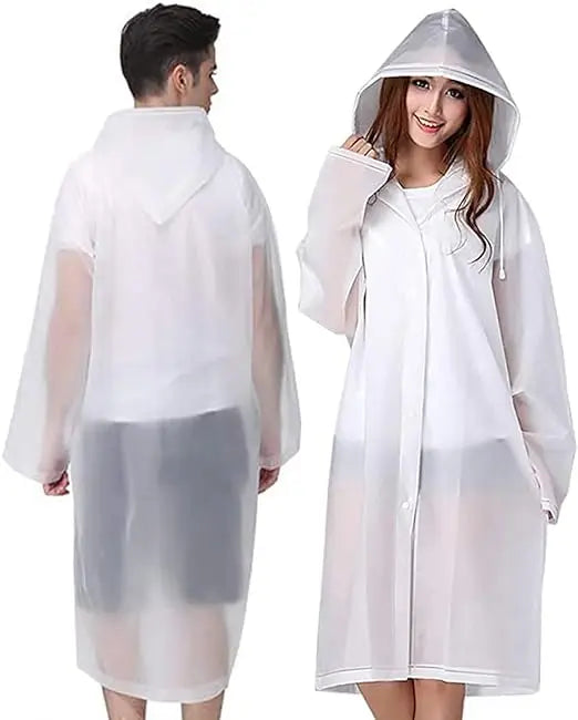 Waterproof EVA Raincoat Poncho for Adults Reusable Windproof Emergency Rainwear Hood Drawstring One Pocket Rainwear Men Women
