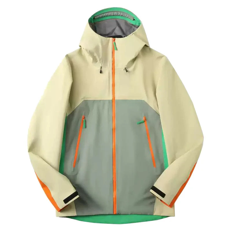 Unisex Outdoor Waterproof Windbreaker Contrast Color Hooded Jacket Assault Suit for Men Women XL Size Zipper Closure Raincoat Main image