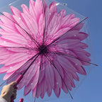 Steel Travel  POE Transparent POE Umbrella Waterproof Adult  With Long Handle Daisy Flower Leaves Umbrella for Kids