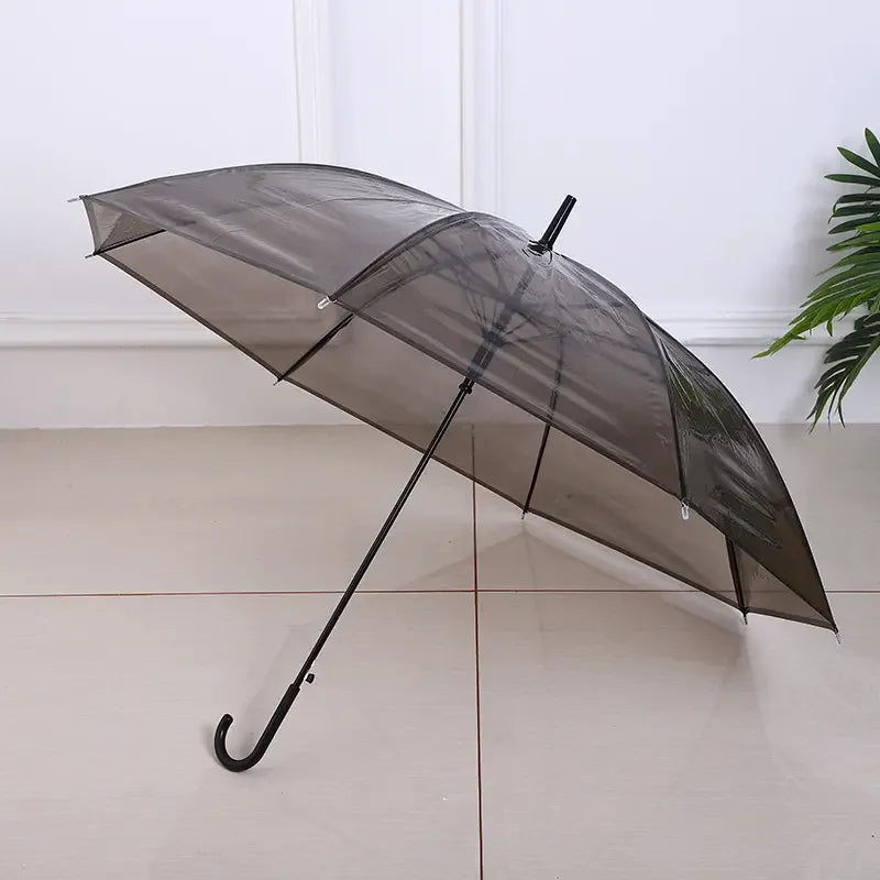 Custom Long Straight Transparent PVC Automatic Control Wedding and Advertising Umbrella Cheap Iron Frame Sun Decor for Travel Secondary image