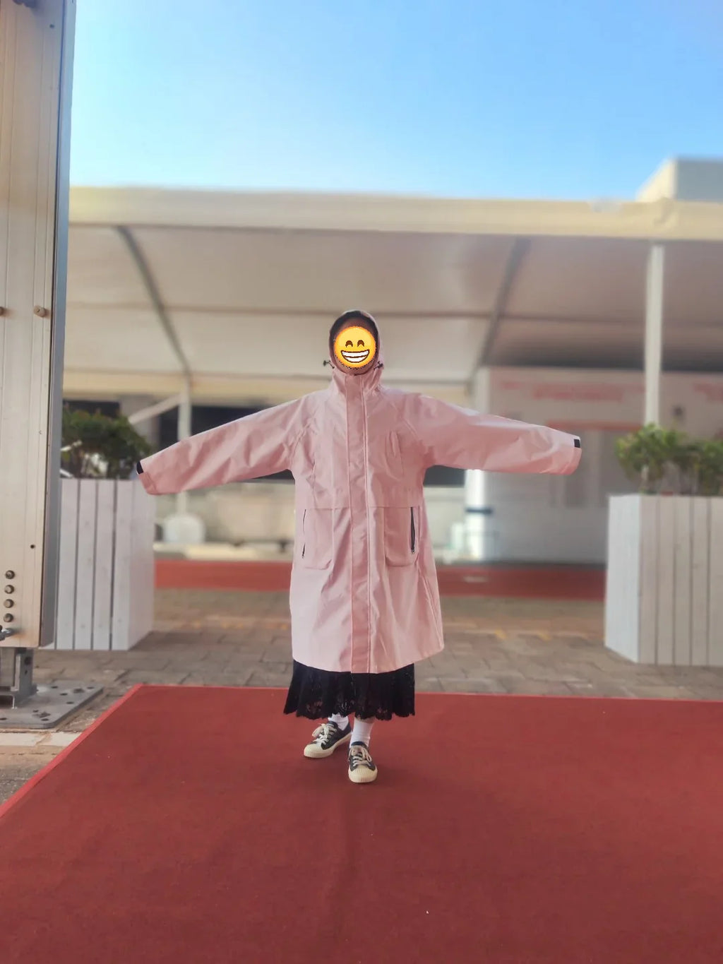 Fashion Lightweight Breathable Long Waterproof Custom Raincoat Fashion Trench Coat  South Korea pink Windbreak Windbreak