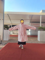 Fashion Lightweight Breathable Long Waterproof Custom Raincoat Fashion Trench Coat  South Korea pink Windbreak Windbreak