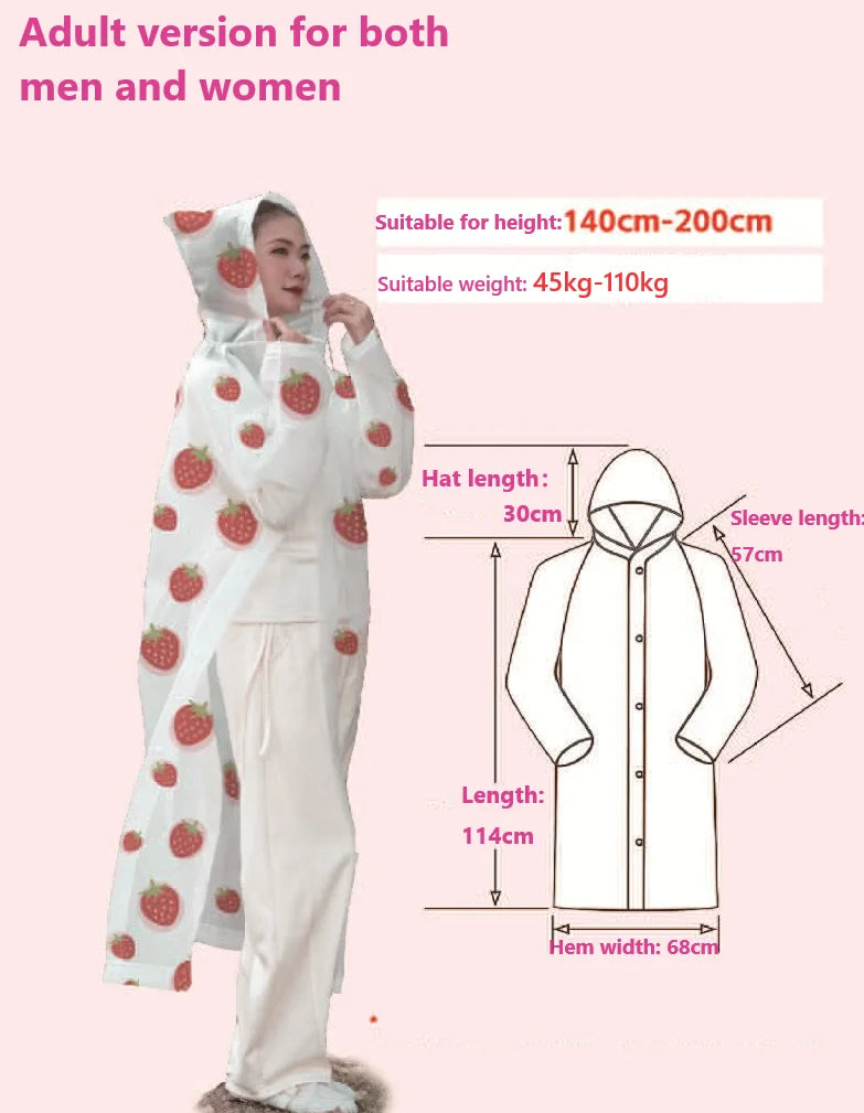 EVA Thickened Fashionable Full-length Printed Raincoat for Adults and Children, Parent-child Hiking