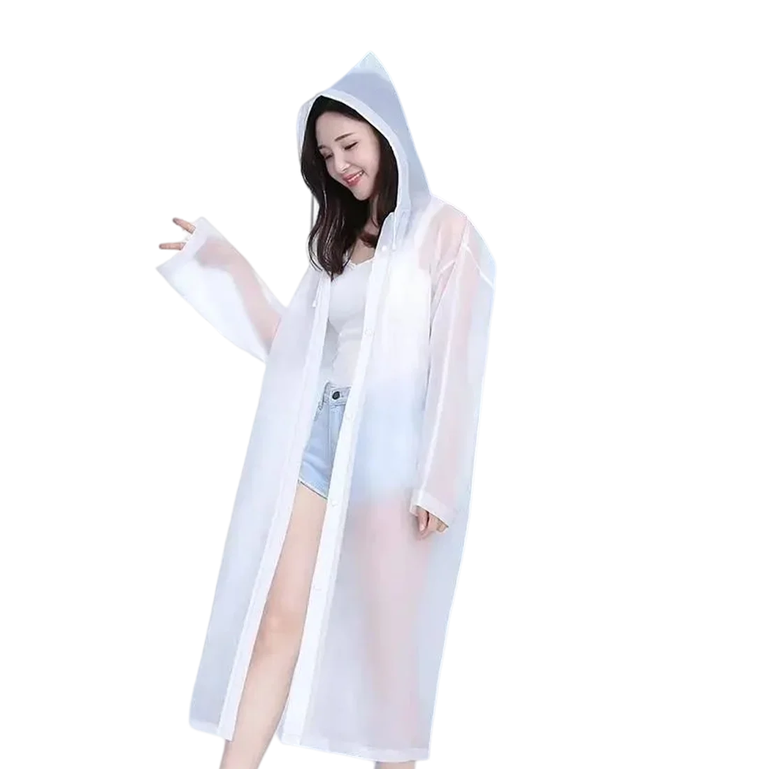 Portable Adult Travel EVA Raincoat Waterproof Long Full-Body Poncho Outdoor Thickened Non-Disposable One Pocket Rainwear Rainy Secondary image