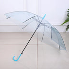 Factory Price Stock Rainbow Umbrella Transparent Long J Handle Promotion Giveway Advertisement Gift Matte Black PVC Umbrella