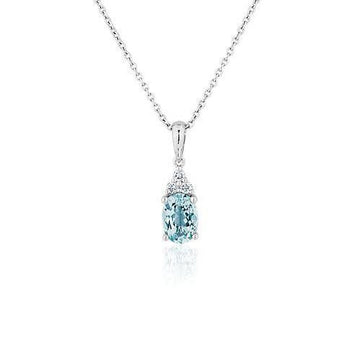 Oval Aquamarine And Diamond Cluster Pendant