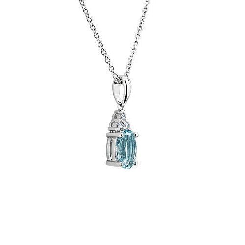 Oval Aquamarine And Diamond Cluster Pendant