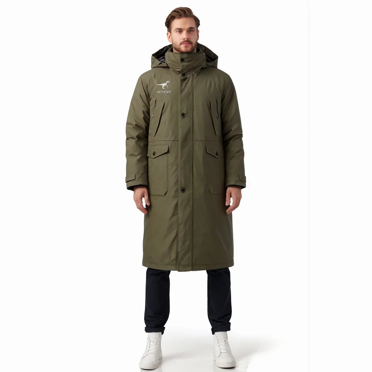 Unisex Dark Brown Polyester Pongee Windbreaker Thick Insulated Waterproof Outdoor Winter Coat Raincoat Jacket Rainwear Main image