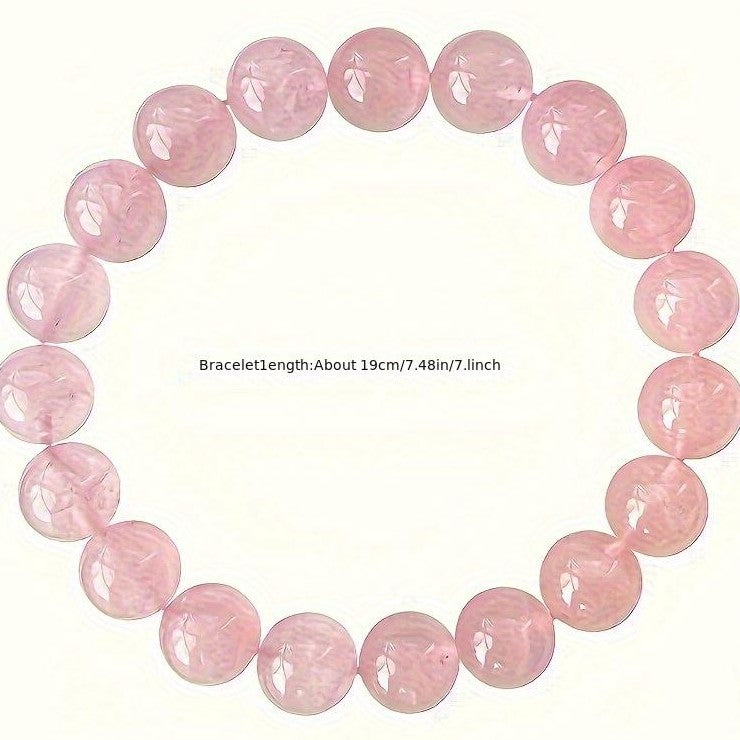 Elastic Natural Rose Quartz Beaded Bracelet