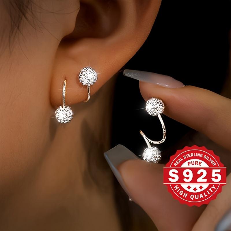 S-TYPE Hoop Earrings with Sparkling Cubic Zirconia
